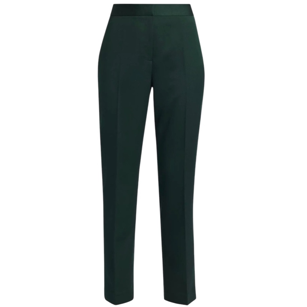 Elie Tahari Straight Leg Trousers The Emmy Flat Front Emerald Green Size 6